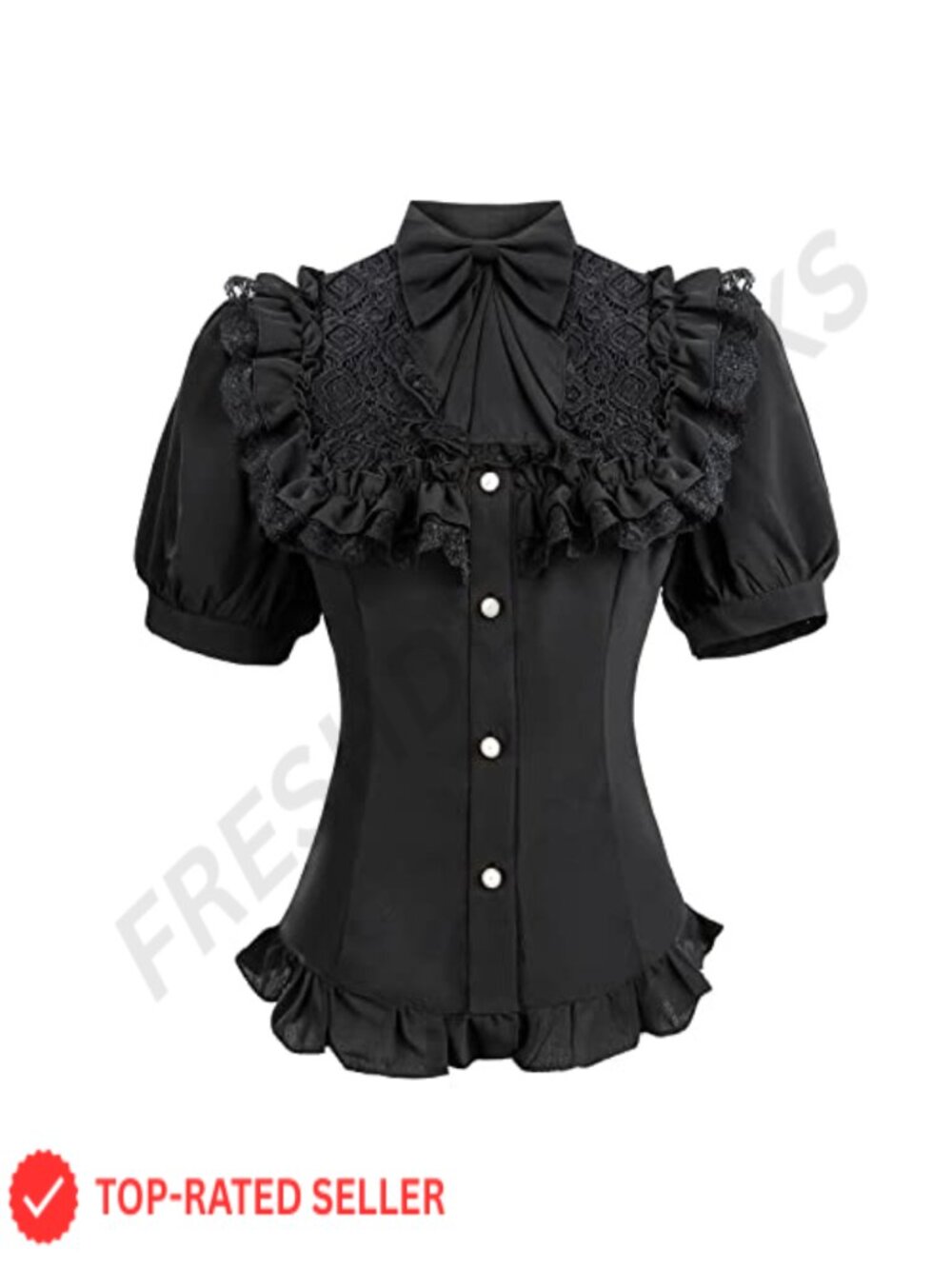 Victorian Blouse Womens Gothic Shirt Vintage Long Sleeve Lotus Ruffle Top